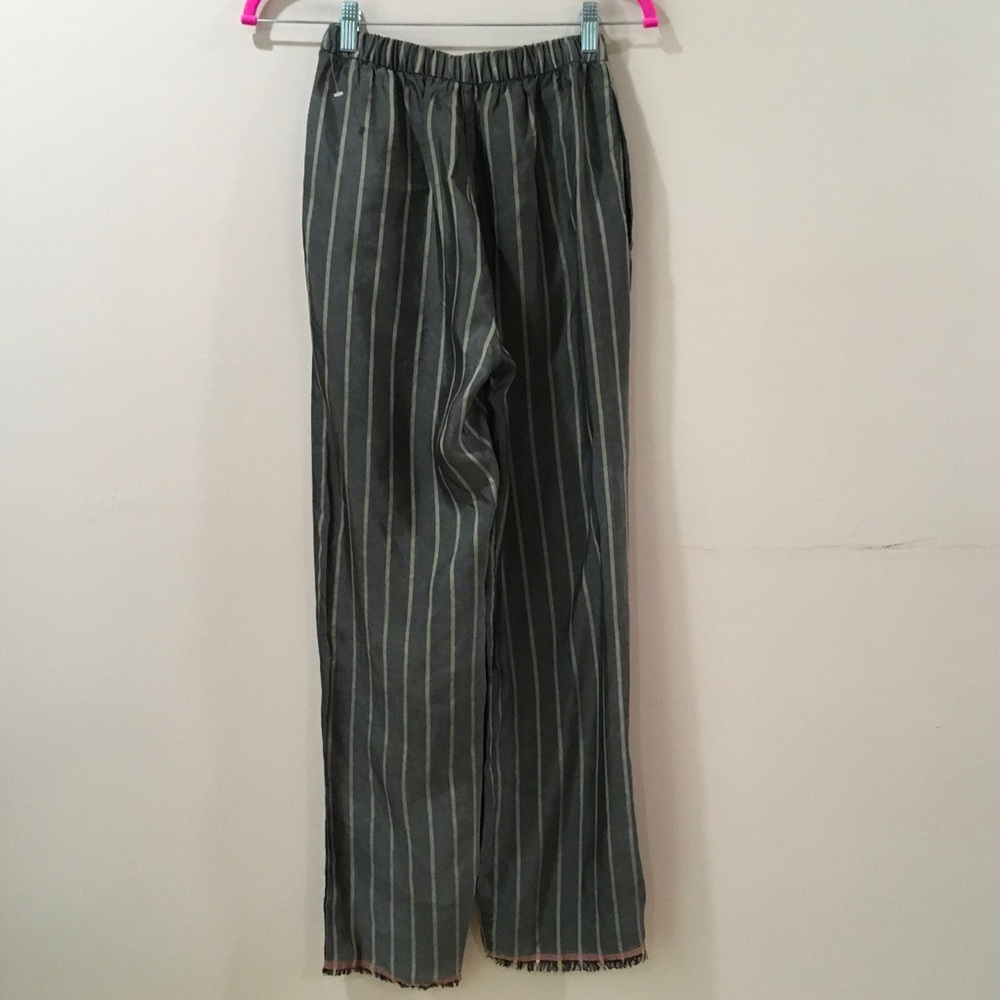 ZARA Pants Striped Ankle Pull On Grey Cupro Womens S Frey Snap New 9449/081 - Picture 2 of 9